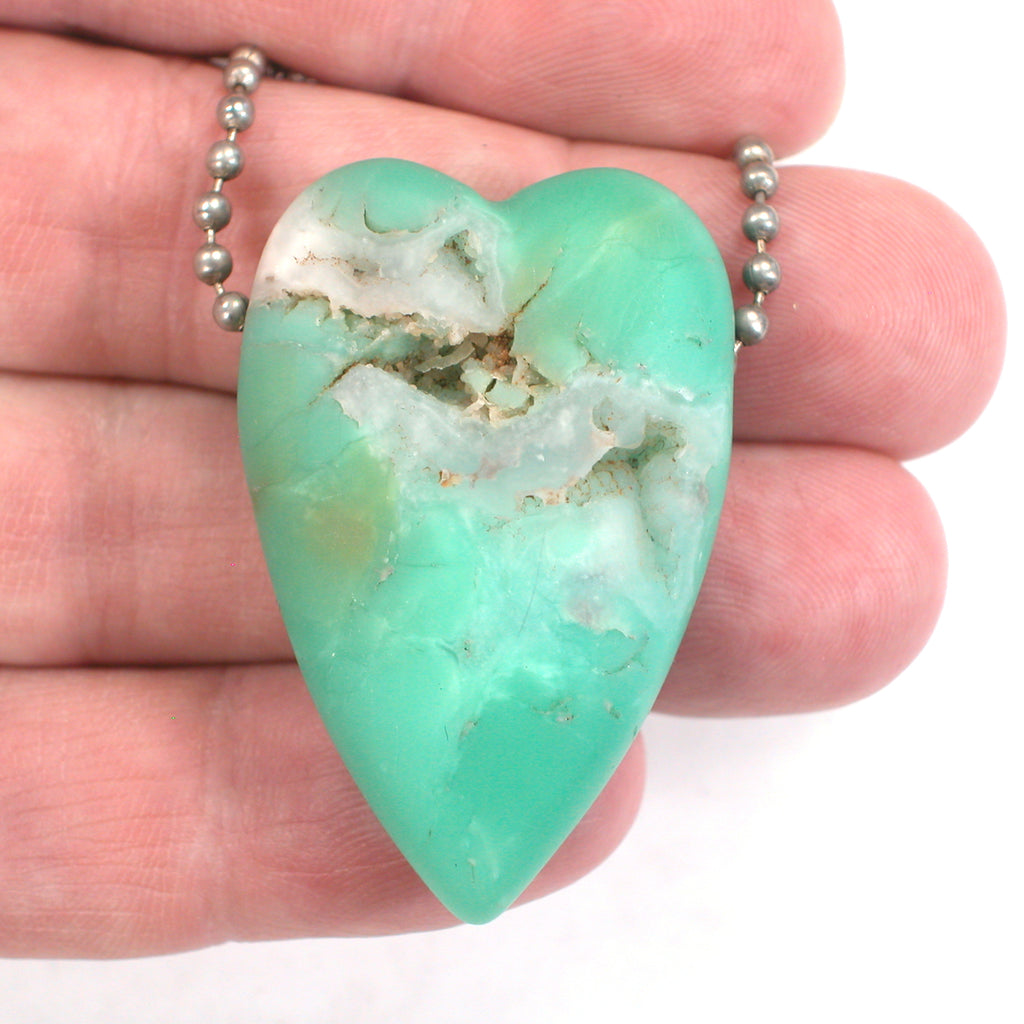 Chrysoprase Matte Finish Broken Heart Bead Pendant