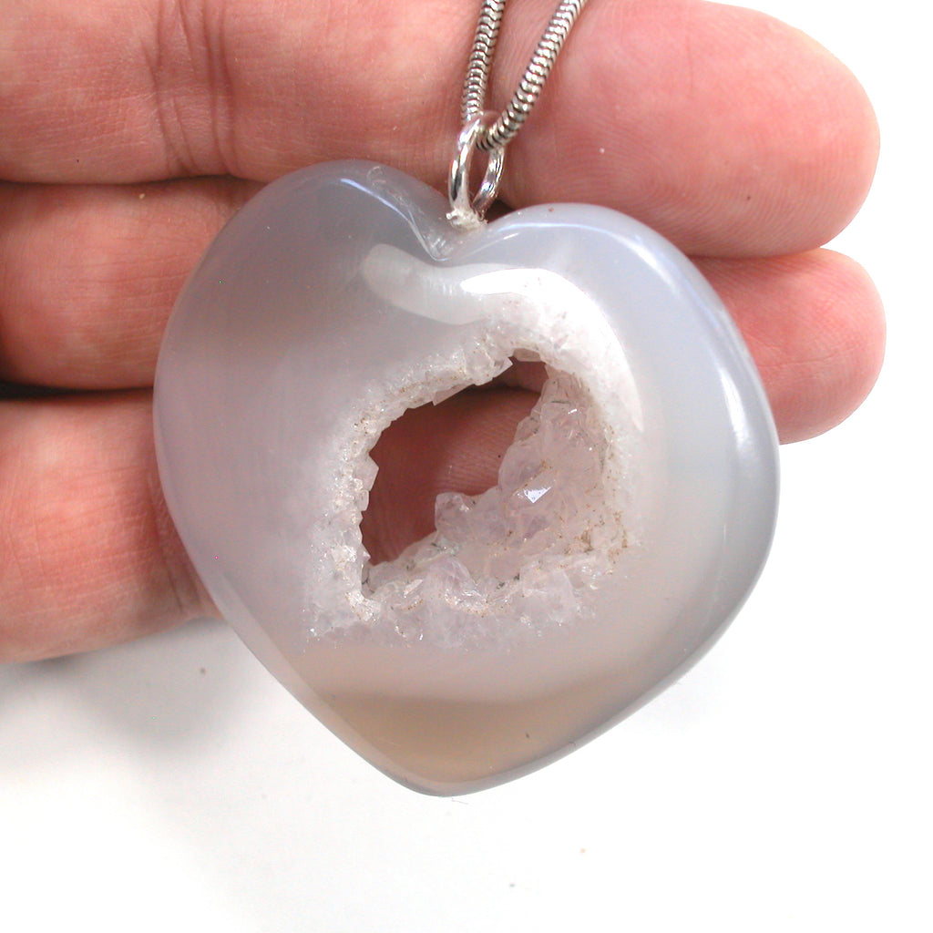 DVH Druzy Quartz Brazilian Agate Heart Pendant Drusy 48x51x12mm (5550)