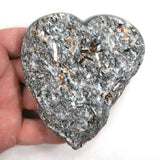 DVH 330g Astrophyllite Heart Palm Stone Druzy Fireworks Stone 103x93x23mm (5294)