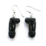 DVH Black Onyx Penis Sterling Earrings Metaphysical Phallus Crystal Fascinus