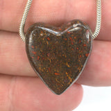 DVH Dinosaur Bone Heart Bead Pendant Fossil Dino Gembone 25x22x11mm (5603)