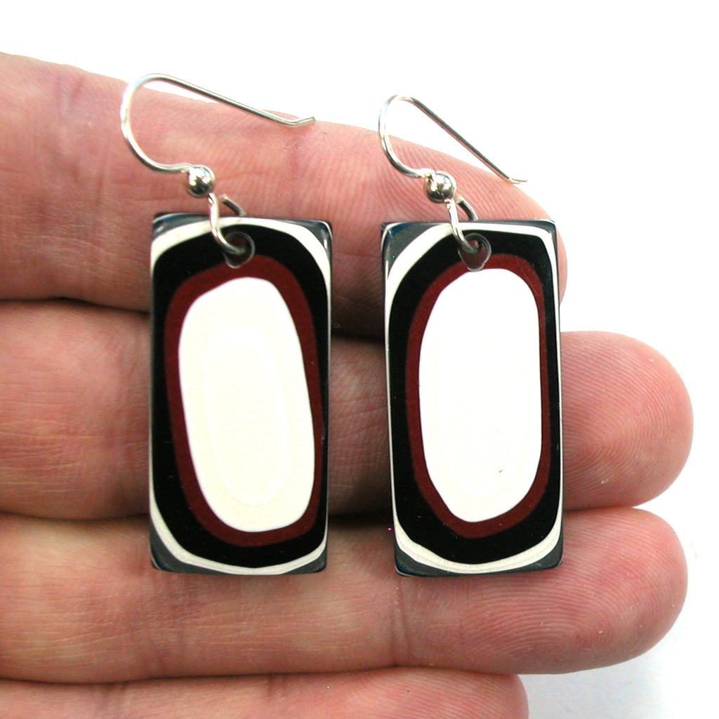 DVH Fordite Earrings Ford F150 Truck KC Assembly 34x16mm Sterling (5441)