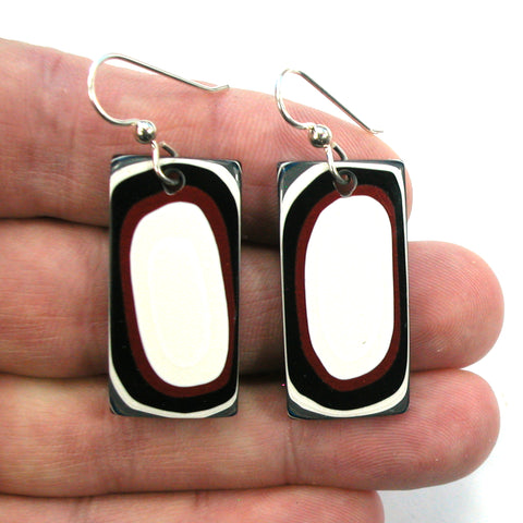 DVH Fordite Earrings Ford F150 Truck KC Assembly 34x16mm Sterling (5441)