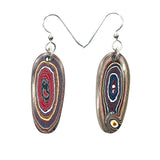 DVH Genuine Corvette Fordite Earrings Sterling French Wires 36x15x4mm (6020)