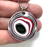 DVH JpWrnglr Fordite Round Pendant Toledo, Ohio 33mmx6 (4898)