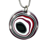 DVH JpWrnglr Fordite Round Pendant Toledo, Ohio 33mmx6 (4898)