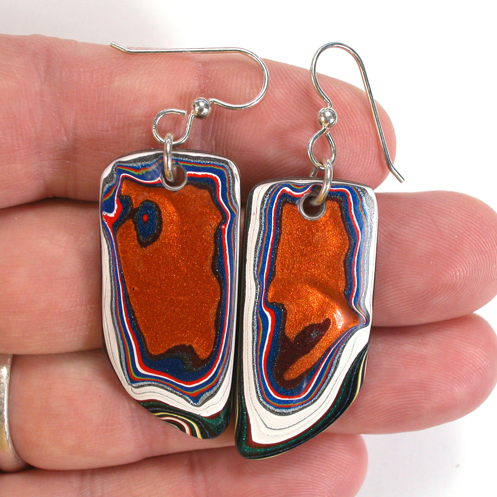 DVH PDX Fordite Earrings Freightliner Western Star 40x18x4mm (5607)