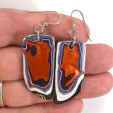 DVH PDX Fordite Earrings Freightliner Western Star 40x18x4mm (5607)