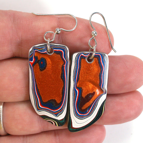 DVH PDX Fordite Earrings Freightliner Western Star 40x18x4mm (5607)