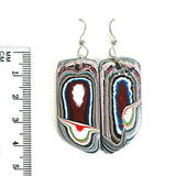 DVH PDX Fordite Earrings Freightliner Western Star 40x18x4mm (5607)