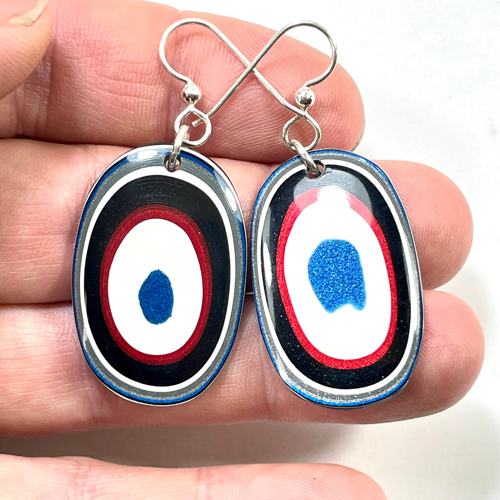 DVH Ford F150 Truck Fordite Earrings KC Assembly 43x26x4mm Sterling Silver (5975)