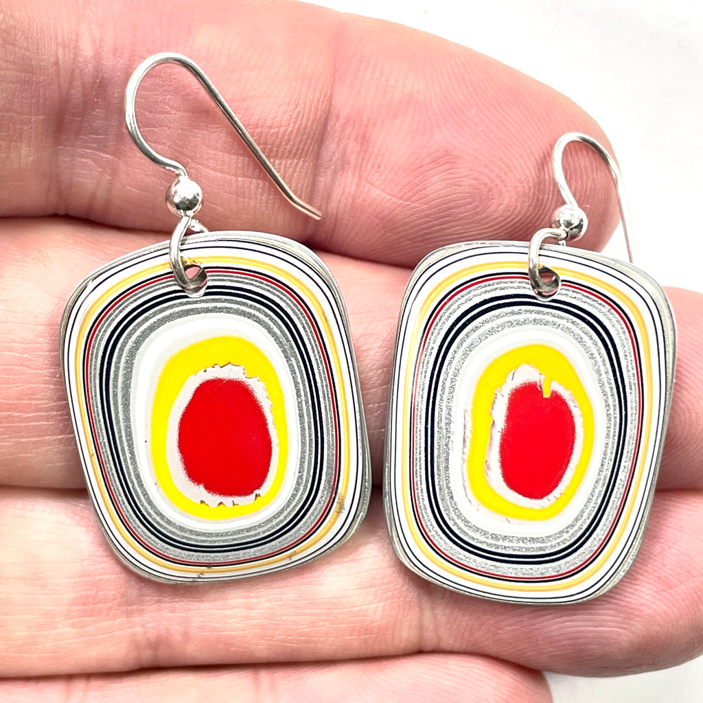 DVH Ford F150 Truck Fordite Earrings KC Assembly 30x24x3mm Sterling Silver (6022)