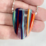 DVH Fordite Surf Board Surfite Stone Resin Heart Bead Pendant 38x27x12 (5866)
