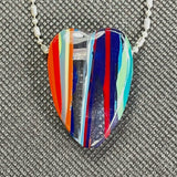 DVH Fordite Surf Board Surfite Stone Resin Heart Bead Pendant 38x27x12 (5866)