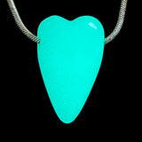 DVH Blue Kryptonite Glow in the Dark Heart Bead Strontium Aluminate 28x17x13mm (5899)