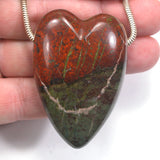 DVH Red Green River Rock Jasper Healed Broken Heart Bead 56x38x21 (5455)