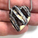 DVH Fossil Wooly Mammoth Molar Heart Bead Pendant 30x25x13mm (5996)