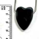 DVH Jet Mourning Heart Bead Pendant Sunstone Inlay Jewelry 28x20x10 (5880)