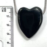 DVH Jet Mourning Heart Bead Pendant Sunstone Inlay Jewelry 35x28x10 (5882)