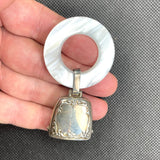 Antique Sterling Silver & Pearlized Teething Ring with Bell – “Tiny Tot Treasure” by Webster – Mint in Original Box (c. 1966)