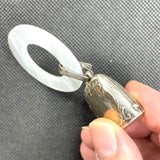 Antique Sterling Silver & Pearlized Teething Ring with Bell – “Tiny Tot Treasure” by Webster – Mint in Original Box (c. 1966)