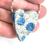 DVH K2 Blue "Jasper" Azurite in Granite Heart Bead Natural Surface 36x28x15mm (5874)