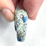 DVH K2 Blue "Jasper" Azurite in Granite Heart Bead Natural Surface 36x28x15mm (5874)