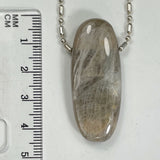 DVH/PC 54ct Big Black Silver Moonstone Bead Madagascar 42x17x9mm (5849)