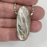 DVH/PC 54ct Big Black Silver Moonstone Bead Madagascar 42x17x9mm (5849)