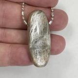 DVH/PC 54ct Big Black Silver Moonstone Bead Madagascar 42x17x9mm (5849)