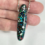 DVH 45ct Black Bello Opal Mosaic Bead Pendant Synthetic OOAK Big Hole 52x13x11mm (5861)