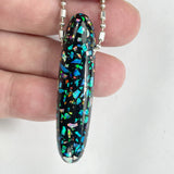 DVH 45ct Black Bello Opal Mosaic Bead Pendant Synthetic OOAK Big Hole 52x13x11mm (5861)