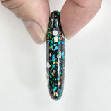 DVH 45ct Black Bello Opal Mosaic Bead Pendant Synthetic OOAK Big Hole 52x13x11mm (5861)