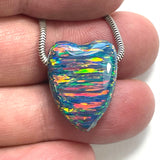 DVH 16ct Black Bello Opal Bead Pendant Synthetic OOAK Big Hole 22x17x10mm (5892)