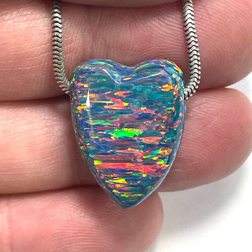 DVH 16ct Black Bello Opal Bead Pendant Synthetic OOAK Big Hole 22x17x10mm (5892)