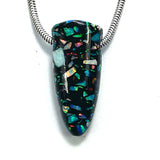 DVH 16ct Black Bello Opal Mosaic Bead Pendant Synthetic OOAK Big Hole 26x12x9mm (5893)