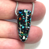 DVH 16ct Black Bello Opal Mosaic Bead Pendant Synthetic OOAK Big Hole 26x12x9mm (5893)
