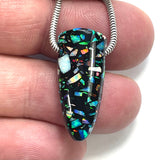 DVH 16ct Black Bello Opal Mosaic Bead Pendant Synthetic OOAK Big Hole 26x12x9mm (5893)