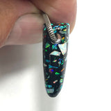 DVH 16ct Black Bello Opal Mosaic Bead Pendant Synthetic OOAK Big Hole 26x12x9mm (5893)