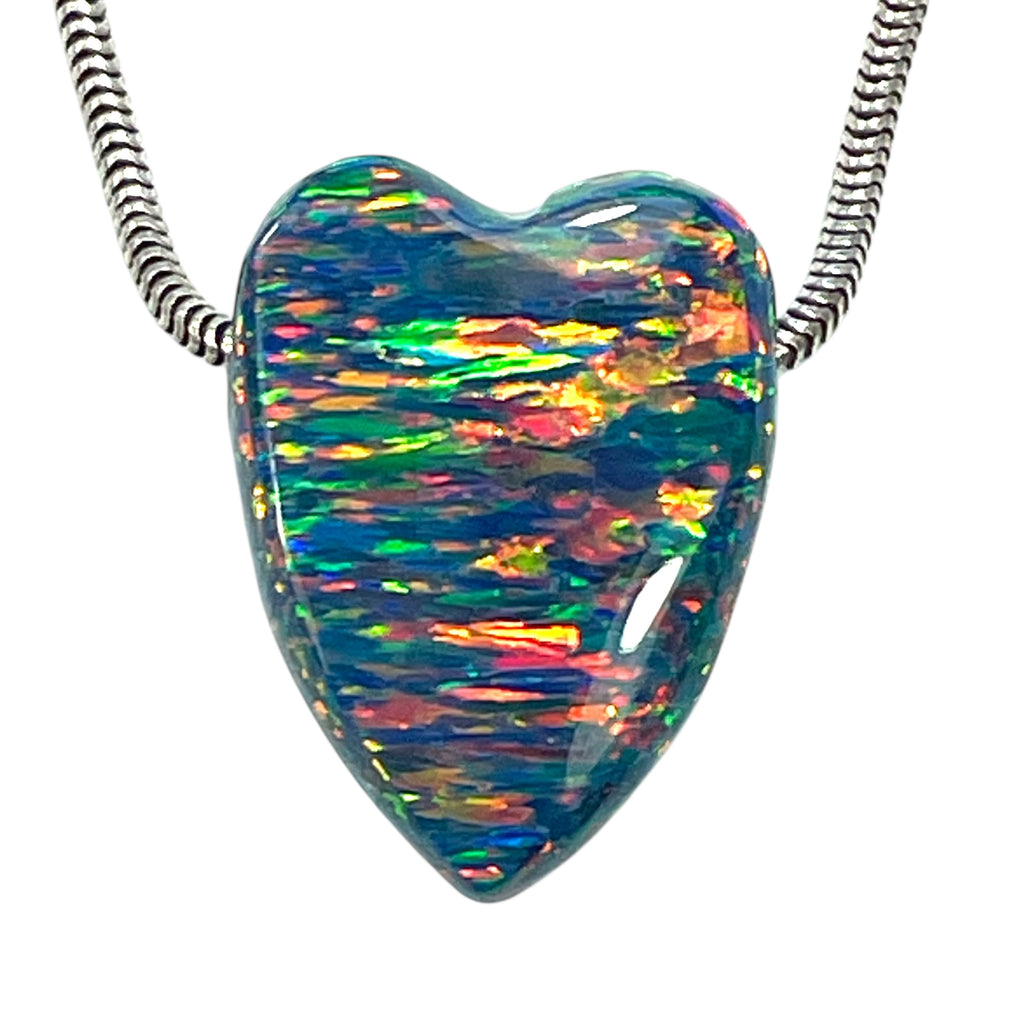 DVH 15ct Black Bello Opal Bead Pendant Synthetic OOAK Big Hole 23x17x8mm (5895)