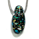 DVH 17ct Black Bello Opal Mosaic Bead Pendant Synthetic OOAK Big Hole 27x12x9mm (5896)