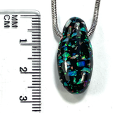 DVH 17ct Black Bello Opal Mosaic Bead Pendant Synthetic OOAK Big Hole 27x12x9mm (5896)