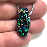 DVH 17ct Black Bello Opal Mosaic Bead Pendant Synthetic OOAK Big Hole 27x12x9mm (5896)