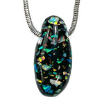 DVH 17ct Black Bello Opal Mosaic Bead Pendant Synthetic OOAK Big Hole 27x12x9mm (5896)