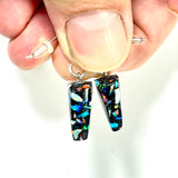 DVH Black Bello Opal Mosaic Earrings Synthetic OOAK Sterling Silver (5958)