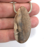DVH Petrified Sycamore Wood Matte Bead Pendant Badger Pocket WA 49x23x10 (5252)