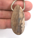 DVH Petrified Sycamore Wood Matte Bead Pendant Badger Pocket WA 49x23x10 (5252)