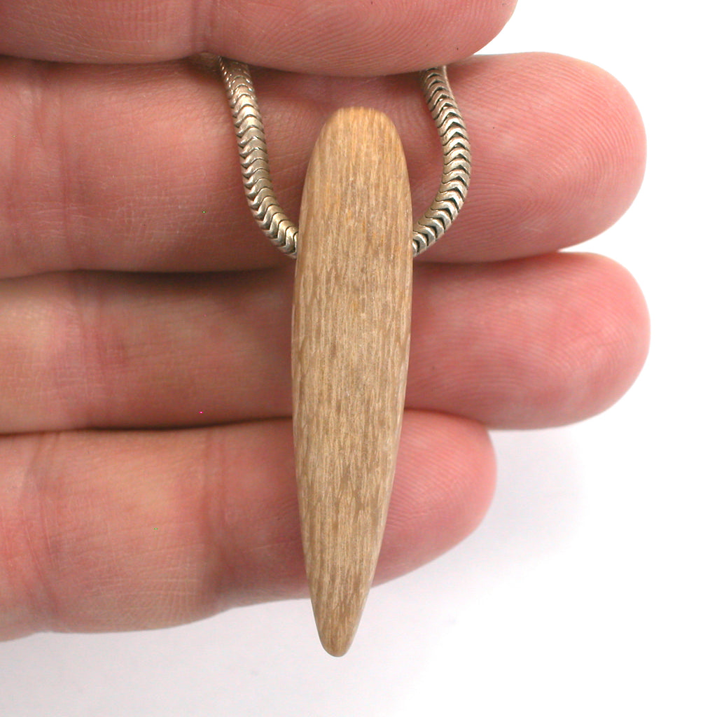 DVH Petrified Sycamore Wood Matte Bead Pendant Badger Pocket WA 47x10x12 (5256)