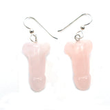 DVH Rose Quartz Penis Sterling Earrings Metaphysical Phallus Crystal Fascinus