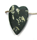 DVH Chinese Writing Rock Heart Bead Pendant Calligraphy Stone Aust. 44x29x12 (2815)
